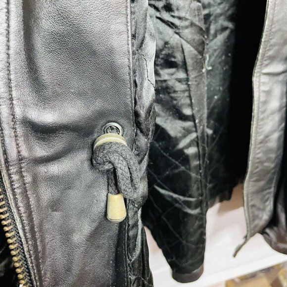 Mens Black Leather Coat  Haggar Size XL Heavy Winter Jacket u - Picture 8 of 12